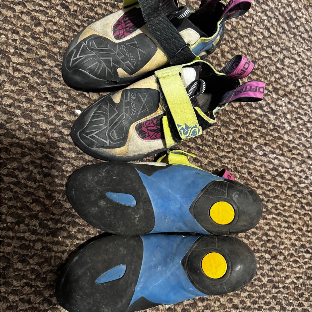 La Sportiva Climbing Shoes - Blue, Yellow, and Black